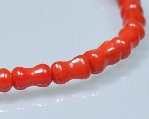 Dogbone Red Coral (Dyed) Beads 3.5x6mm | Sold By 1 Strand(8") | BS0011